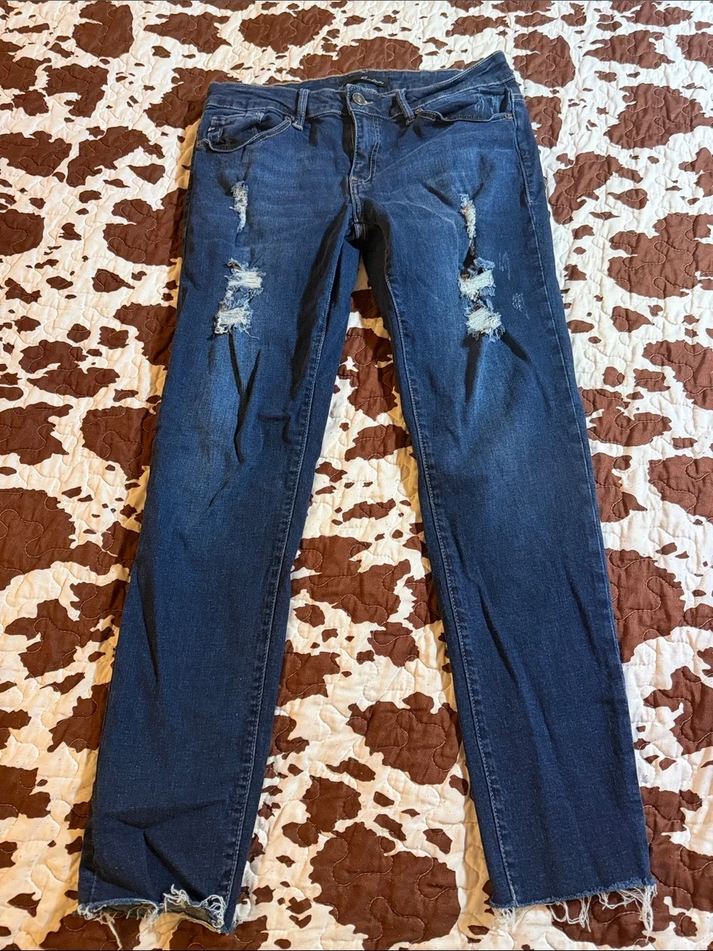 KanCan Women’s Dark Blue Ripped Skinny Jeans